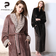日本睡袍女冬性感，超长法兰绒大码浴袍加厚加长款，保暖男士睡衣冬季