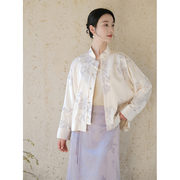 山有色晨曦春秋新中式，刺绣外套原创设计中国风女装茶服改良上衣