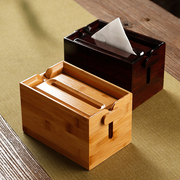 竹制中式纸巾盒方形实木客厅茶室，抽纸盒餐巾纸收纳简约创意环保