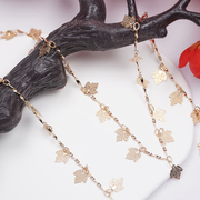纯铜保色树叶链条水晶锆石，方块链条diy手工手链，项链发簪流苏材料