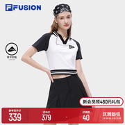 FILA FUSION斐乐潮牌女子短袖POLO衫2023秋修身运动休闲上衣