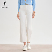 polowalk白色牛仔裤女士，2024春季直筒，显瘦百搭商场同款长裤子