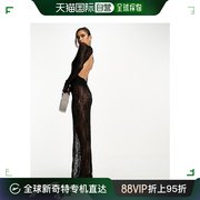 香港直邮潮奢 ASOS 女士body 设计蕾丝长款连衣裙(黑色)