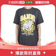 韩国直邮GANY 23FW 女士小猫商标 短袖T恤 深灰色 T3532490