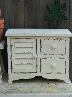 ZAKKA复古风白色做旧多抽屉小斗柜收纳柜 木质家居杂物桌面收纳柜