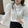 立领衬衫宽松设计感小众法式白色韩版休闲木耳边气质高级日系