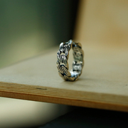 劲草泰银925纯银饰品小众，风格复古高级感男士戒指指环开口