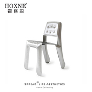 霍客森定制餐椅北欧轻奢不锈钢，餐椅设计师简约时尚创意客厅椅子