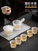 高档日式冰冻烧琉璃盖碗玻璃功夫茶具套装茶杯高档家用办公室会客