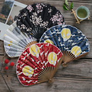复古小扇子日式和风棉布折叠扇可爱贝壳扇夏季随身便携折扇