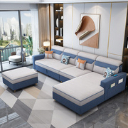 现代简约沙发床两用多功能，小户型客厅可折叠直排贵妃，棉麻伸缩沙发
