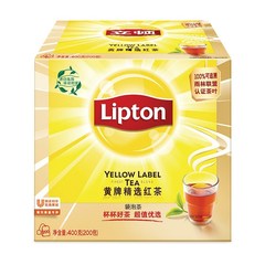 立顿Lipton 奶茶原料 红茶 茶叶 黄牌红茶200包400g袋泡茶茶