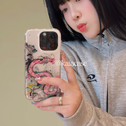 kaia中国风水墨油画龙适用苹果14promax手机壳iphone1315双层硬壳，12pro女款11本命年苹果15promax手机套