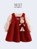 英国Next女童装红色连衣裙套装女宝宝儿童春秋季长袖衣服周岁礼服
