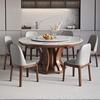 实木圆桌餐桌椅组合轻奢现代简约家用小户型圆形岩板餐厅饭桌