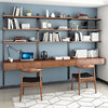 实木电脑桌台式简约现代办公桌家用书桌书架一体桌子上墙置物架子