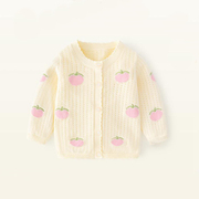 女童针织开衫外套，薄款春秋宝宝披肩小外搭上衣可爱婴儿毛衣镂空