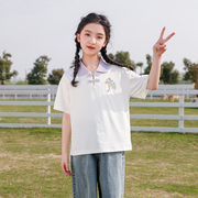 女童夏季中国风短袖t恤2024儿童夏款上衣休闲女大童短袖洋气