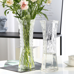 玻璃花瓶大号透明水养，富贵竹百合特大号家用水竹花瓶客厅插花摆件