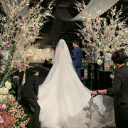 头纱新娘主婚纱奢华超长拖尾结婚蕾丝花边婚礼头饰超仙森系韩式