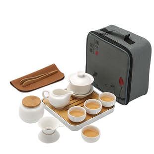 盖碗便携式旅行陶瓷功夫茶具套装，简约家用一壶四杯泡茶壶定制
