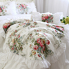 韩版田园公主风花卉，蕾丝荷叶边全棉，纯棉床裙式床上用品被套四件套