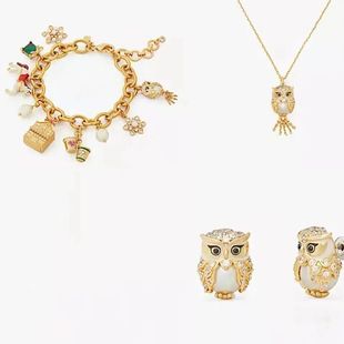 趣味猫头小鹰闪耀锆石珍珠立体吊坠流苏设计简约日常款项链饰品