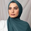 中东伊朗头巾女单色纯色珍珠雪纺围巾薄款透气休闲头巾中东迪拜围