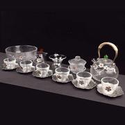 耐热玻璃茶具套组日式家用喝茶杯茶壶盖碗，整套泡茶器茶洗公道