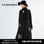 Lapargay纳帕佳两件套黑白色宽松休闲外套中长款风衣女秋冬