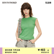 IIIVIVINIKO春夏小圆领包肩袖针织背心女M221231626E