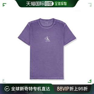 香港直邮calvinklein凯文克莱，男士短袖t恤紫色休闲时尚40gm883