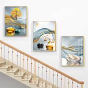 现代简约楼梯间装饰画复式走廊过道挂画轻奢客厅沙发背景墙三联画