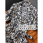 优雅一片式~重磅针织真丝经典豹纹设计感系带桑蚕丝连衣裙 LY7960