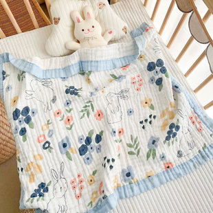 宝宝外出小毯子薄款夏季婴儿，纱布纯棉毛巾被子推车盖毯午睡夏凉被