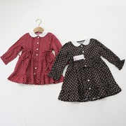 童装87-103女童韩版纯棉娃娃领长袖，波点裙可收腰公主裙