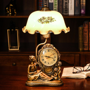 欧式台灯卧室床头创意美式复古温馨家用客厅书房，可调光时钟床头灯