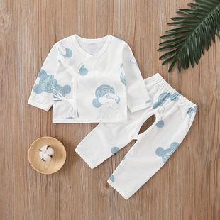 婴儿衣服和尚服夏季薄款新生儿纯棉0-3-6月男宝宝睡衣外出两件套