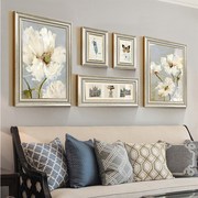美式油画挂画客厅沙发背景u墙装饰画简美轻奢软装花卉组合欧式壁
