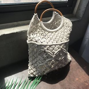 手工编织网袋镂空ins韩国夏季单肩手提包街拍购物袋渔网袋镂空