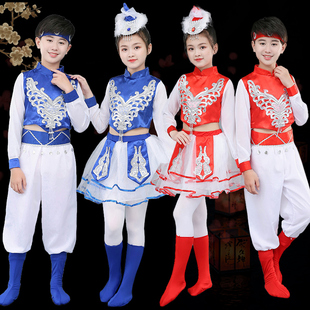 六一儿童演出服少数民族服饰男女童蒙古族舞蹈，服蒙族服表演服