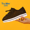 Tt&Mm/汤姆斯女鞋厚底蕾丝帆布鞋女透气休闲百搭黑色韩版潮松糕鞋