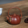 全手工紫砂壶薄胎花器收藏泡茶壶原矿红金砂150cc小南瓜提梁壶