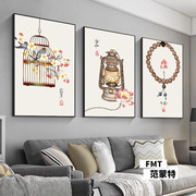 荷花新中式客厅餐厅墙面布置画中国风沙发，背景墙书房茶室壁画墙贴