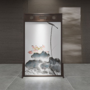 新中式实木镂空屏风隔断时尚客厅餐厅分隔茶室座屏半透纱屏可移动