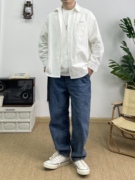 松北春季衬衣男内搭潮牌设计感小众纯色，简约白色衬衫男士长袖外套