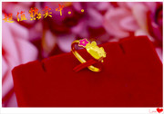 越南沙金戒指镀24k黄金，女士小红书抖音同款花朵，kitty猫活口戒指