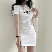 2024年半袖女夏宽松韩版原宿白色，上衣设计感小众，短袖t恤ins潮