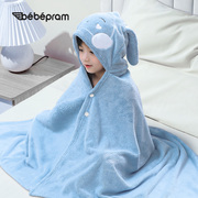 bebepram婴儿浴巾带帽新生儿童强吸水宝宝，洗澡软大毛巾包被毛浴巾(毛浴巾)