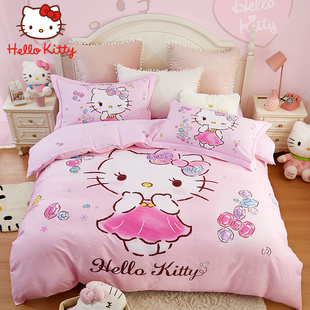 hellokitty猫儿童床单四件套纯棉，床上用品公主全棉，三件套女孩床品